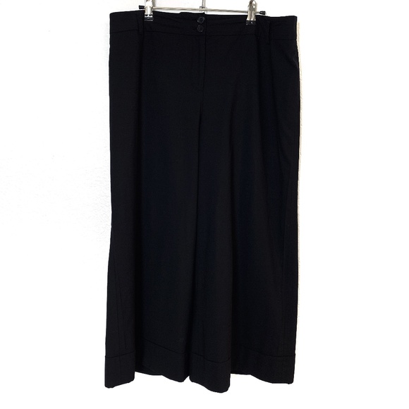 Ann Taylor LOFT Black Wide Leg Culottes 14 Wool Blend Crop Pants - Picture 1 of 9